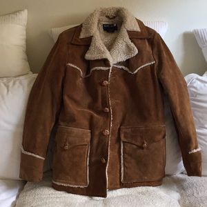 Ralph Lauren Suede Leather Shearling Coat